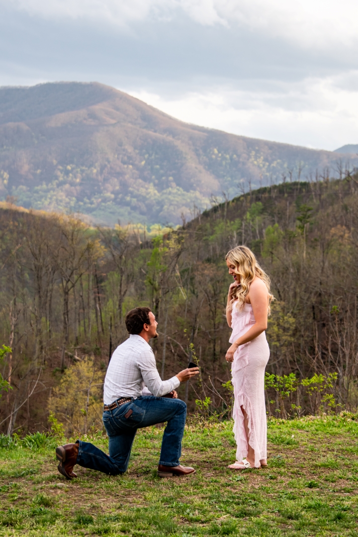 Surprise Spring Proposal at Gatlinburg Overlook